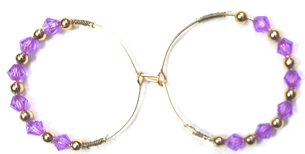NIBRAS Purple Tyre-Cut Crystal Seed Hoop Earrings - B09JMXJWQZ, 6 gm, 4cm x 4cm x 1cm